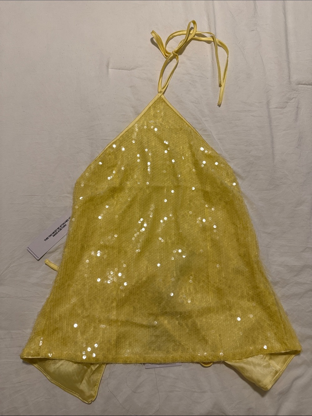 Princess Polly Yellow Sequin Halter Top